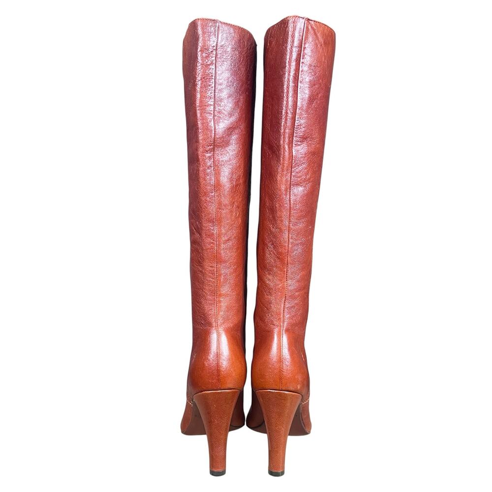 FRYE Ava Brown Leather Patchwork Knee High Riding Boot Size 7 - Picture 8 of 10